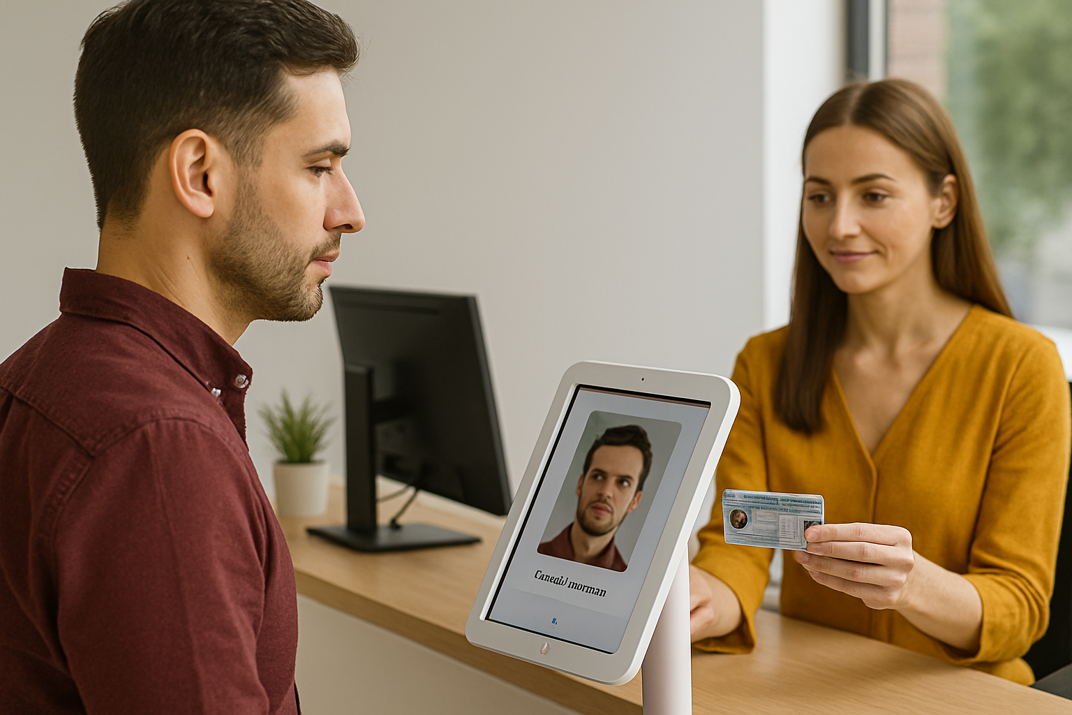 Camera icon and an ID card icon on a screen